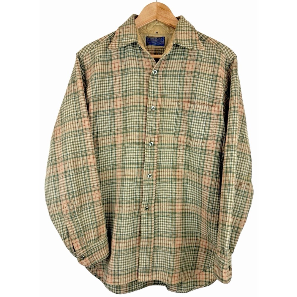 Pendleton Vintage Wool Board Shirt Men's M Plaid Rockabilly 60's 70's *SEE